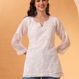 White Cotton Chikankari Kurti